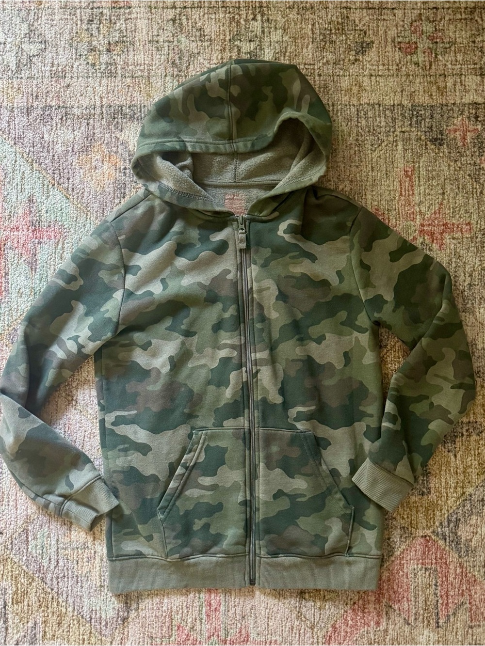 Kids' Cat & Jack Camo Zip-Up Hoodie - Green. XL